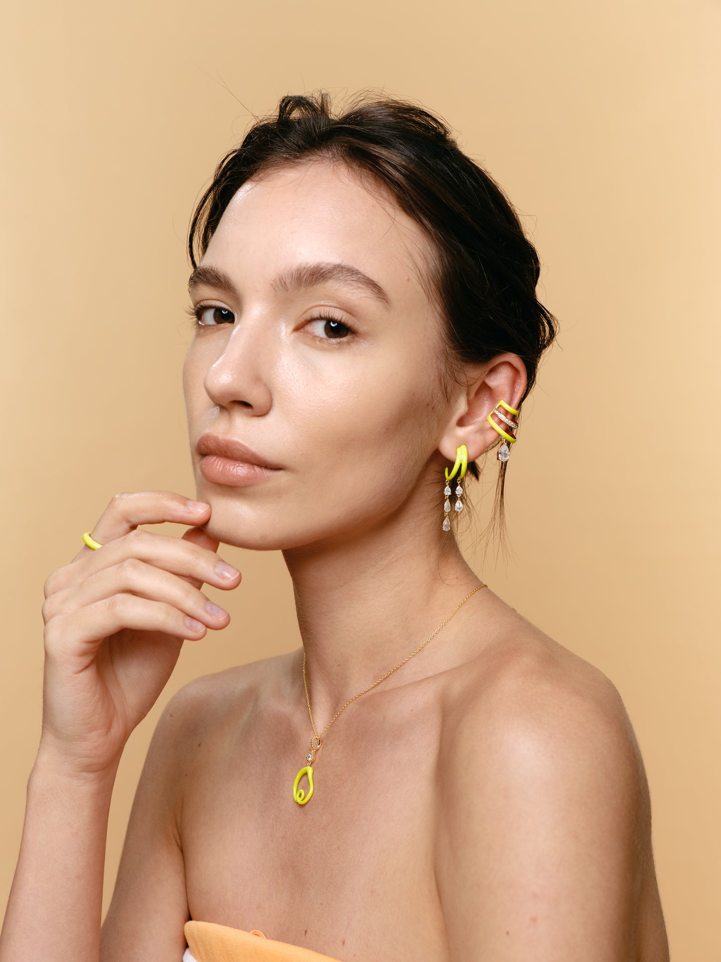 FANTASIA Colorful Drop Earcuff Triple-layer
