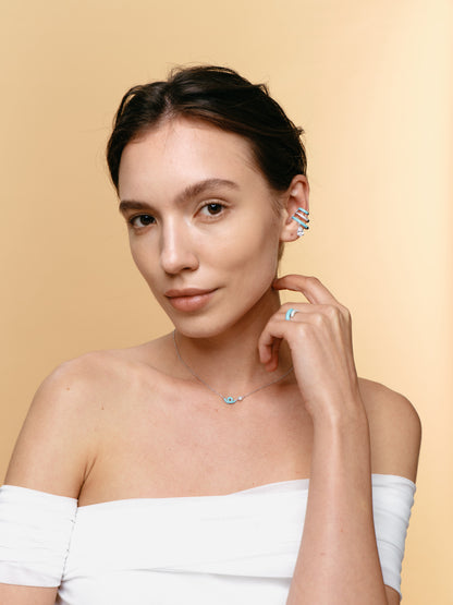 FANTASIA Colorful Drop Earcuff Triple-layer