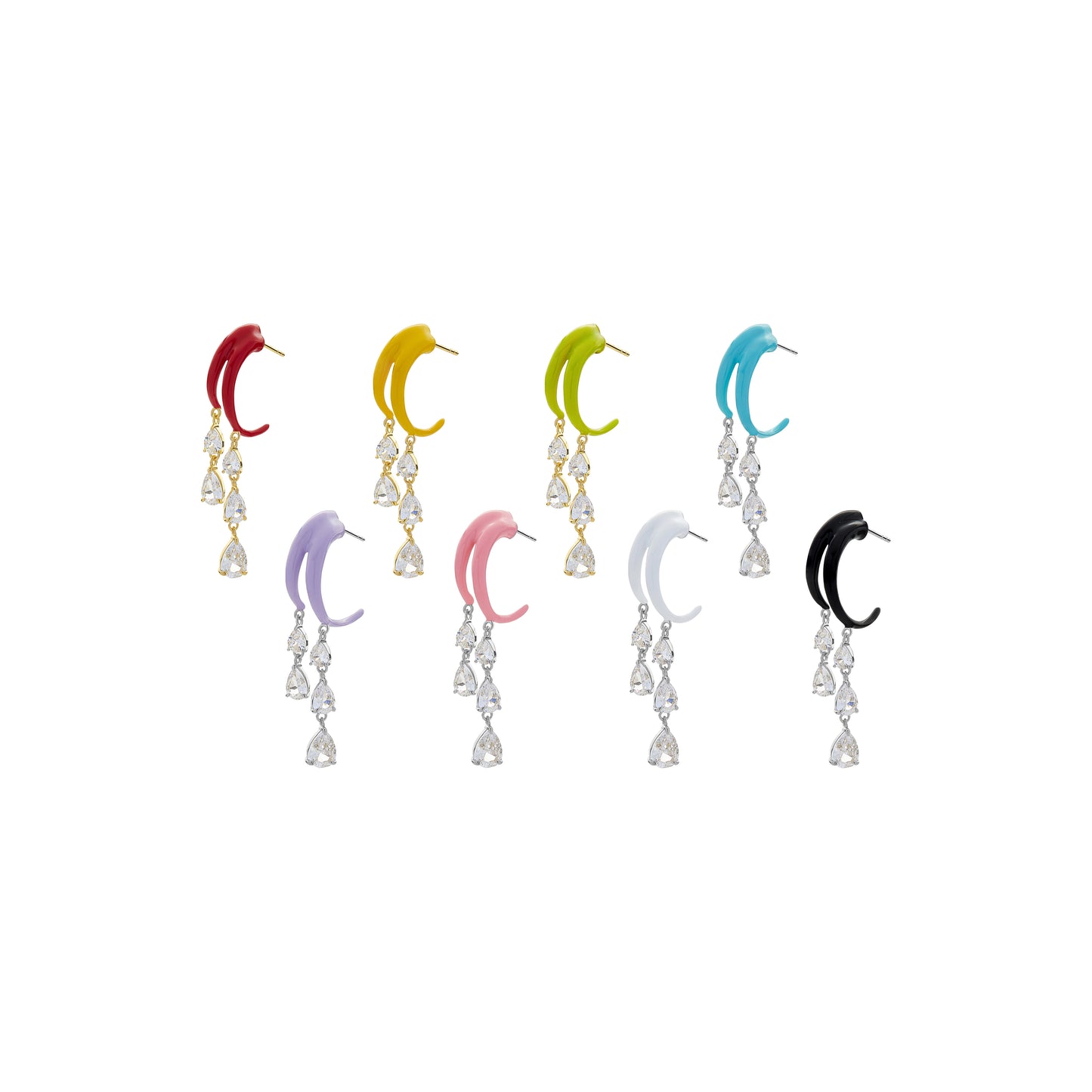Boucles d'oreilles multi-gouttes colorées
