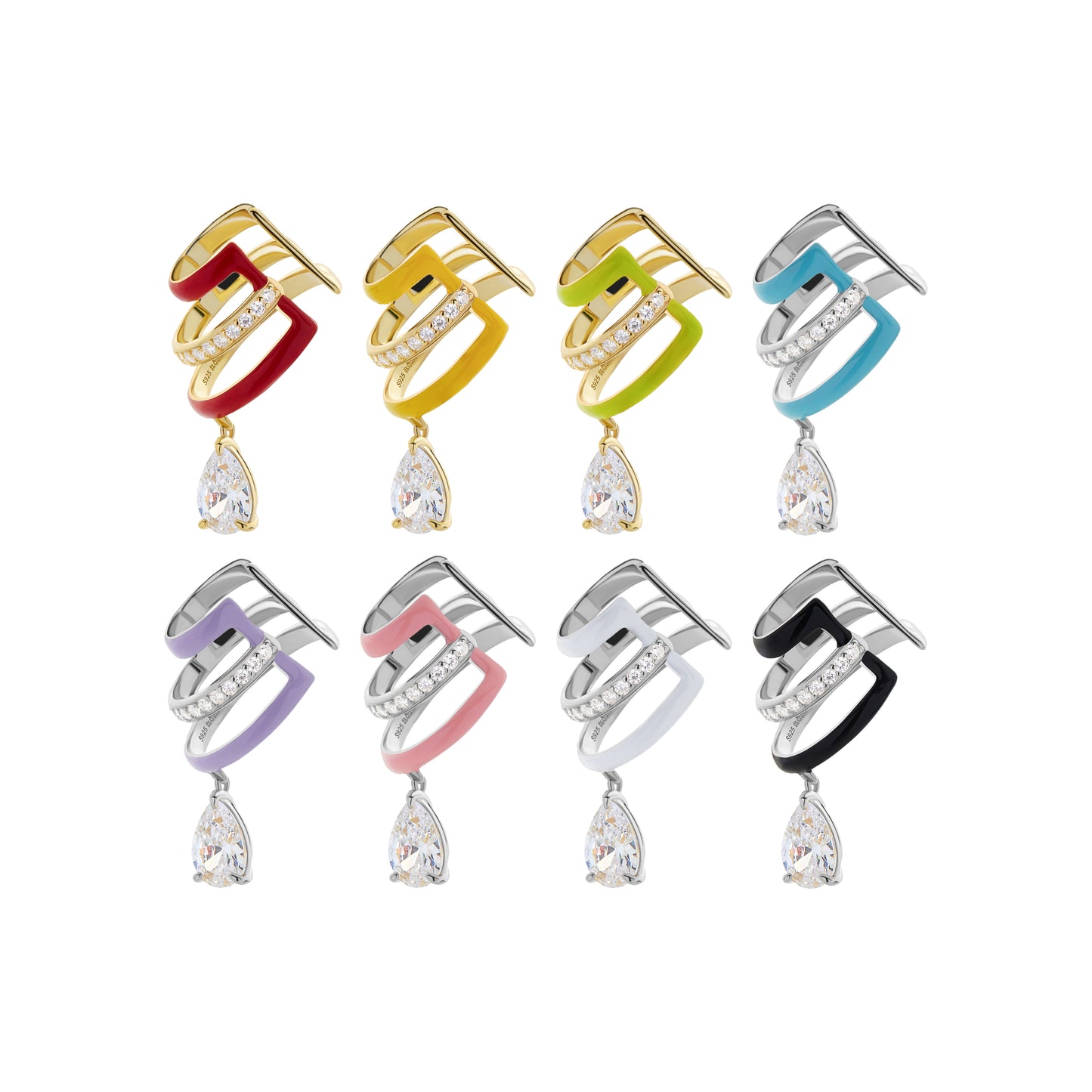 FANTASIA Colorful Drop Earcuff Triple-layer